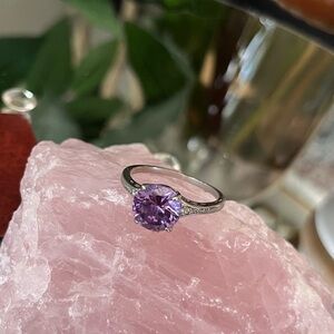 Amethyst Purple and Sterling Silver Gemstone Ring